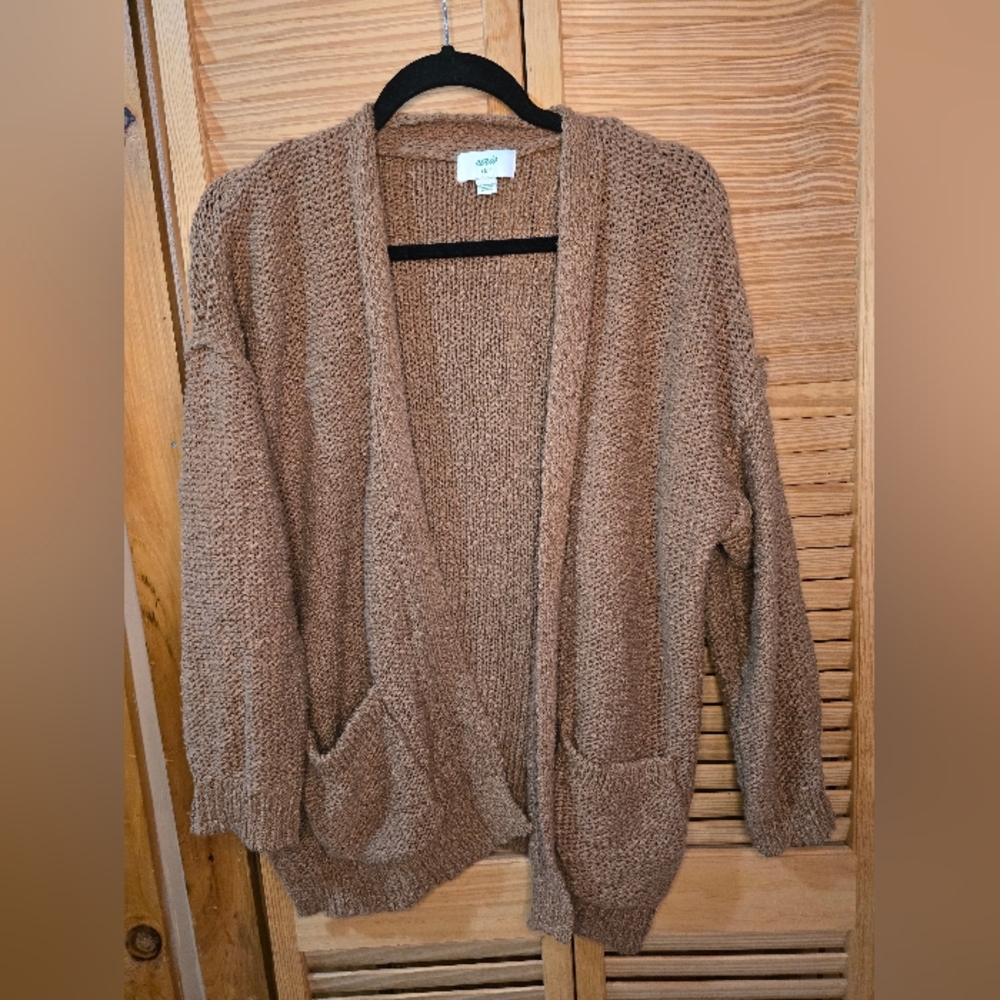 Aries Cozy Camel-Brown Knit Cardigan — Women’s XS — Slouchy / Minimalist